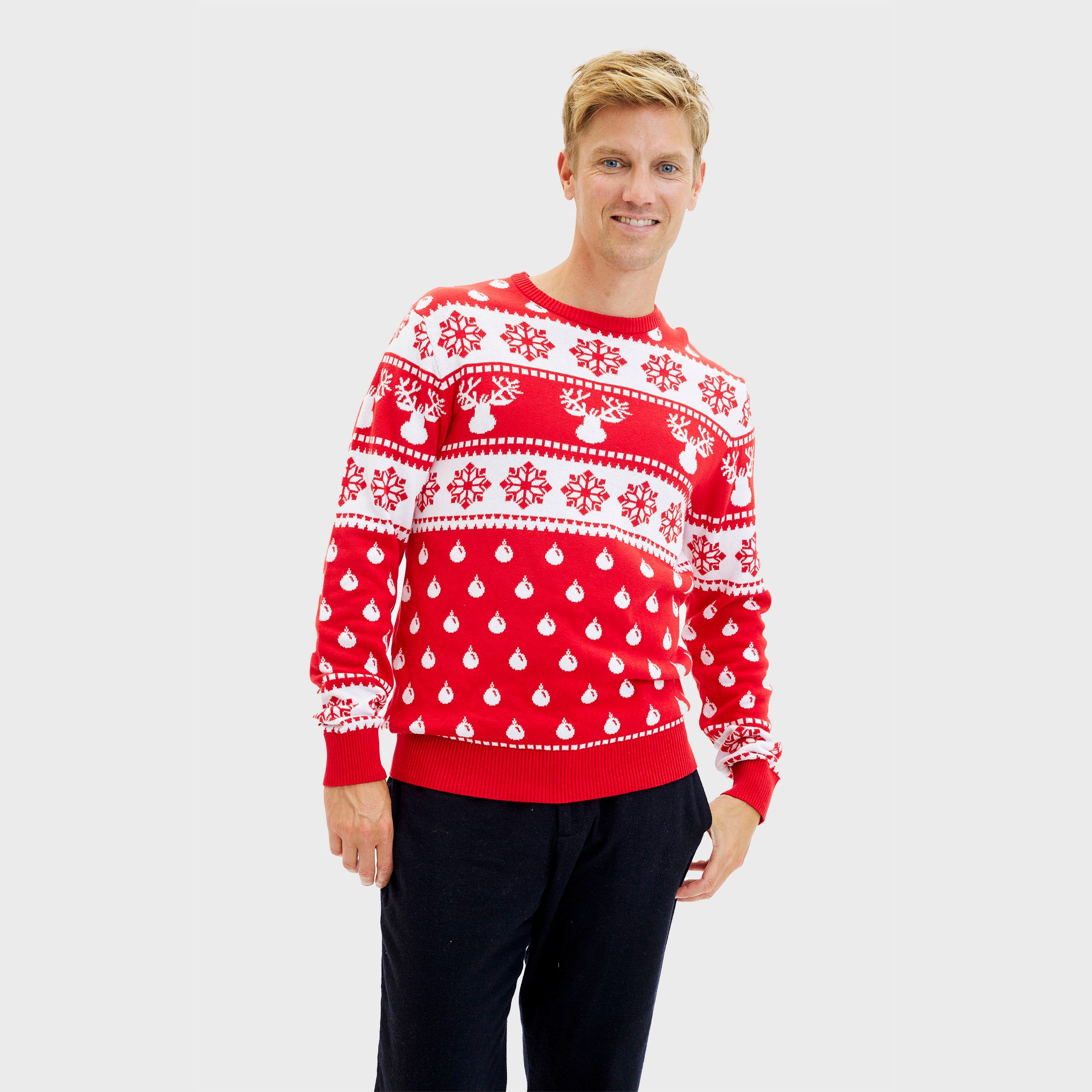 Den Klassiske Julegenser Rød - Herre.